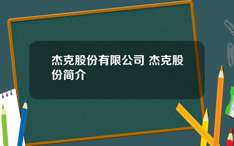 杰克股份有限公司 杰克股份简介